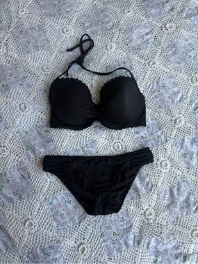 Victoria's Secret black ruched bikini set